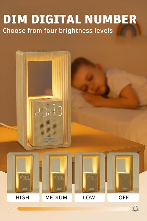 9 Dimmable Sunrise Alarm Clock with Wake-Up Light: Dual Alarm White Noise Sound Machine with USB Charger, Sleep Aids