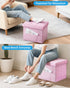 17 inches Storage Ottoman Foot Stool, Folding Ottoman with Storages, Velvet Storage Bench with Side Pocket, Foot Rest