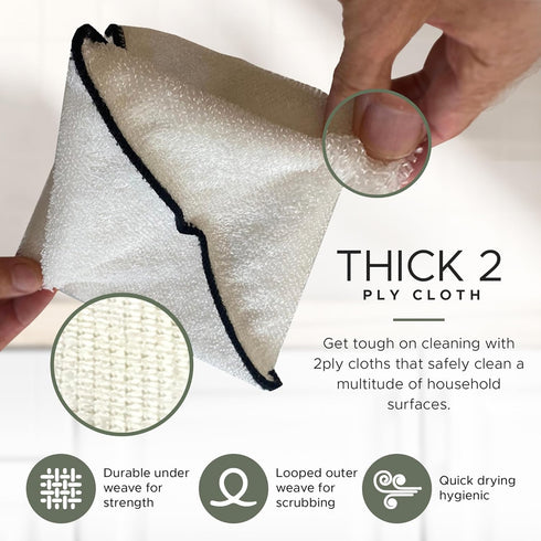 6x7 6-Pack 2-Ply Whiffkitch Dishcloths Dishrags for Kitchen and Household Cleaning Non-Scratch Weave, Rayon Derived
