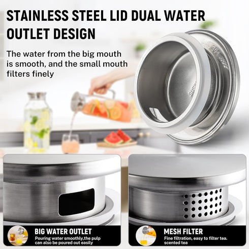 2 (2 68 oz) Quart Liter Square Glass Pitcher with Lid and Spout, Water Pitchers with Handle for Fridge, Borosilicate