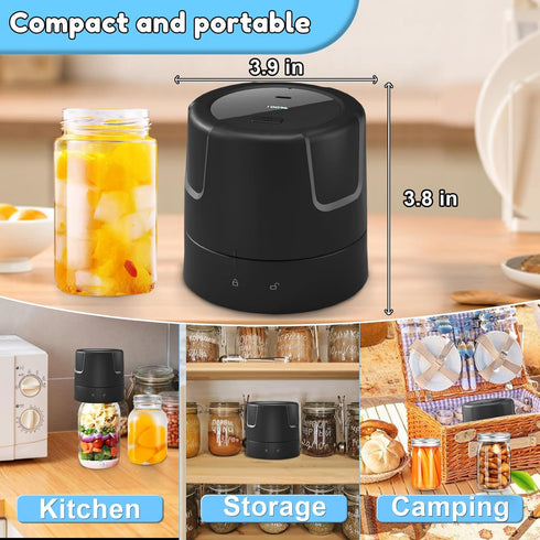 Electric Mason Jar Vacuum Sealer, Strong Suction Vacuum Sealing Machine with Regular and Wide Mouth Lids