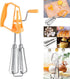 Manual Egg Beater, Hand Held Mixer, Plastic Hand Crank Autorotation for Home Baking (Orange)