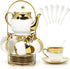 Porcelain Tea Set, Large Ceramic Tea Set for Adults with Metal Holder,