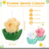 3 Pcs Flower Shaped Scented Candle Set, Pink, White, Yellow, Soy Wax Decor for Table, Cute Gifts for Women