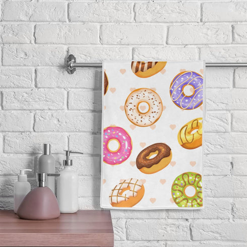 AUUXVA Hand Towels for Bathroom, Kitchen Towels, Colorful Donut Face Towel for Gym/Hotel/Spa/Salon, 30"x15"