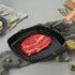 Non-stick Grill Pan, 24cm Folding Handle for Meat, Fish, and Vegetables for All Heat Sources