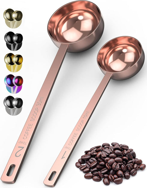Orblue Premium Coffee Scoop Set - Stainless Steel Measuring Tablespoon - 1 Tbsp (15ml) & 2 Tbsp (30ml) - Pack of 2 -