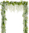 Lvydec Wisteria Artificial Flowers Garland, 4Pcs Total 28.8ft White Silk Hanging Flower for Home Garden