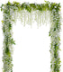 Lvydec Wisteria Artificial Flowers Garland, 4Pcs Total 28.8ft White Silk Hanging Flower for Home Garden