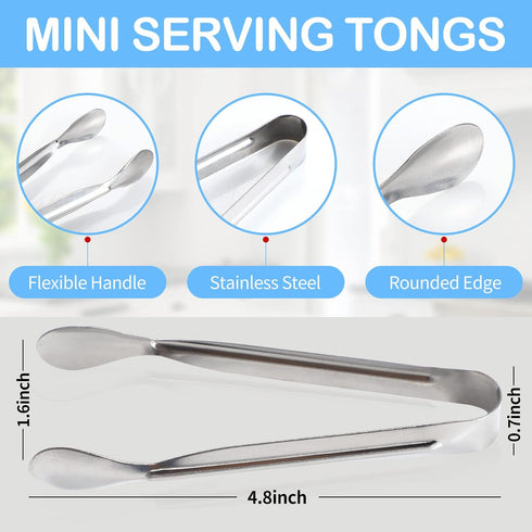 18PCS Mini Tongs for Appetizers, 5Inch Serving Tongs, Ice Tongs Appetizer Tongs, Small Tongs for Serving Food, Kitchen Utensils for Sugar Cubes, Coffee, Tea Party, Dessert, Charcuterie Board by Sunenlyst