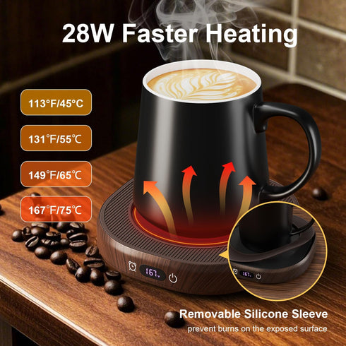 Set 4-Temperature Setting Coffee Mug Warmer & Mug for desk, Smart Auto Shut Off Electric Cup Warmer for Office & Home