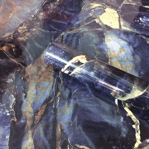 Blue Stone Adhesive Marble Paper, Gloss Vinyl Peel and Stick Countertops Covering Sticker Roll 15.8inch by 79inch