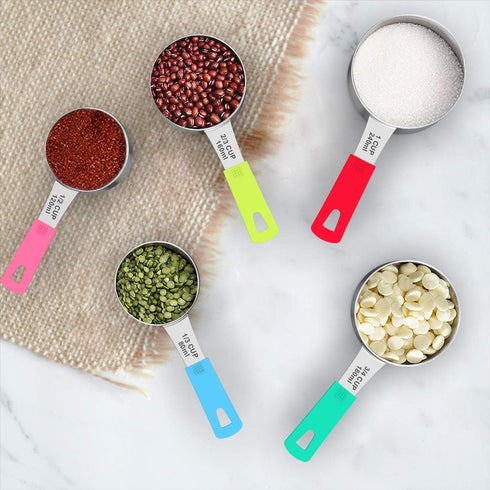 Wildone 8-Piece Measuring Cups Set, Stainless Steel Nesting Cups for Dry and Liquid Ingredients, Dishwasher Safe