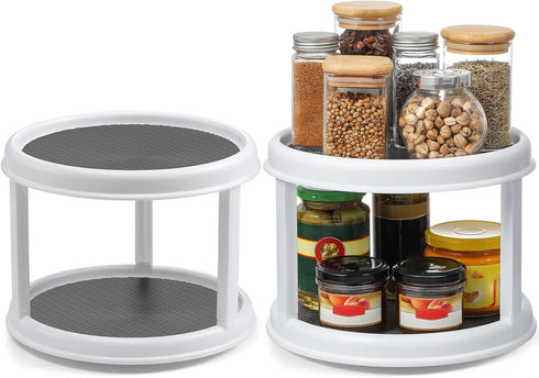 2 Pack, 2 10" Countertop, Tier Turntable Lazy Susan Spice Organizer - Rotating Seasoning Rack Spinner for Pantry