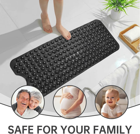 Tree Bud Bathtub Mats, Non-Slip Extra Long Shower Mat 39 x 16 Inch, Machine Washable for Kids