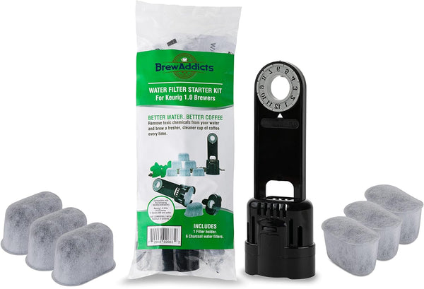 Water Filter for Keurig 1.0 Coffee Makers, Starter Kit: 6 Filters & 1 Filter Holder, Replacement Cartridges