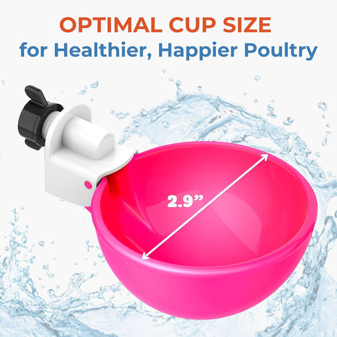 8 Pack) Lil'Clucker - Large Automatic Chicken Waterer Cups Suitable for Ducks, Geese, Turkeys, and Bunny Rabbit - Water