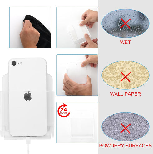 Cosmos Pack of 2 Acrylic Remote Control Holder, Adhesive Wall Mount Phone Organizer for Home Office Storage