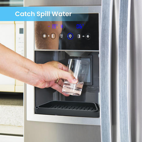 Crystala Filters Non-slip Cuttable Fridge Water Dispenser Drip Tray, 2 Pack (Rectangular, Black)