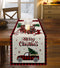 Christmas Truck Cotton Linen Table Runners, 90 Inches Long, Red Buffalo Plaid Non-Slip Burlap for Holiday Decor