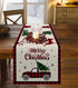 Christmas Truck Cotton Linen Table Runners, 90 Inches Long, Red Buffalo Plaid Non-Slip Burlap for Holiday Decor