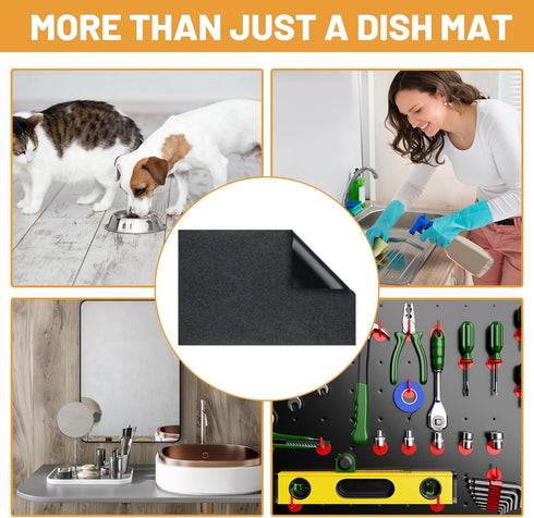 Hushee 2 Pcs Extra Large Dish Drying Mat - Quick Dry 30'' x 24'' Waterproof Slip Resistant for Countertop