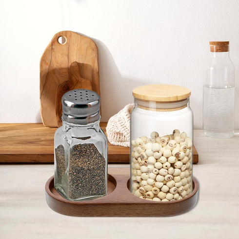 YQQYG Salt and Pepper Grinder Mill Tray, Salt And Pepper Holder, Acacia Wood Tray, Fit Many Mills & Shakers, Grinder