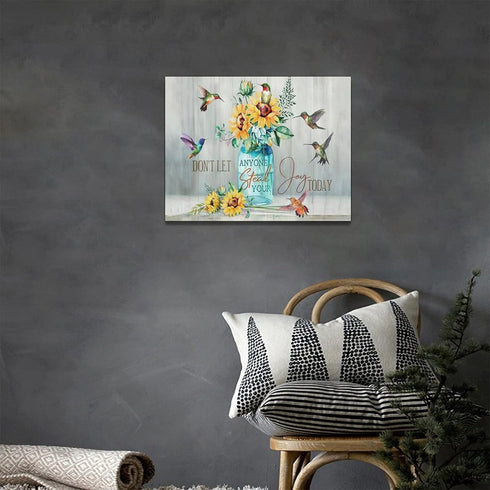 Bulldog Leather Works Abstract Hummingbird Sunflower Wall Art Canvas Inspirational Quotes Poster, 12x16 Inch