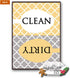 Clean Dirty Dishwasher Magnet Sign, Modern Moroccan Trellis Pattern, Yellow Gold Grey, Housewarming Gift