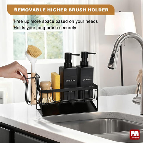 12 oz 350 ml Set, Set GMISUN Dish Soap Dispenser, fl / Dual Kitchen Soap Dispensers with Sponge Holder, Customized