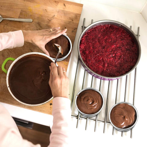 E-far 4 Inch Small Cake Pan Set of 4, Stainless Steel Mini Round Baking Pans, Non-Toxic & Healthy, Dishwasher Safe