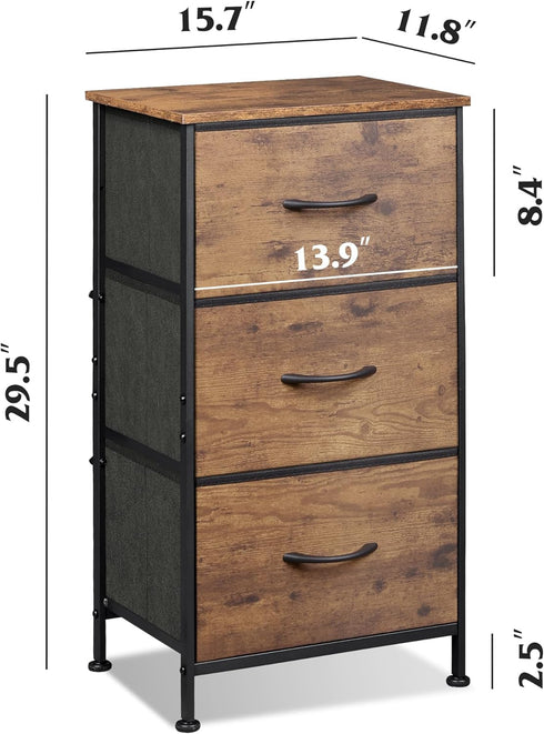 3 Closets, WLIVE Dresser with Drawers, Fabric Nightstand, Organizer Storage Dresser for Bedroom, Hallway, Entryway