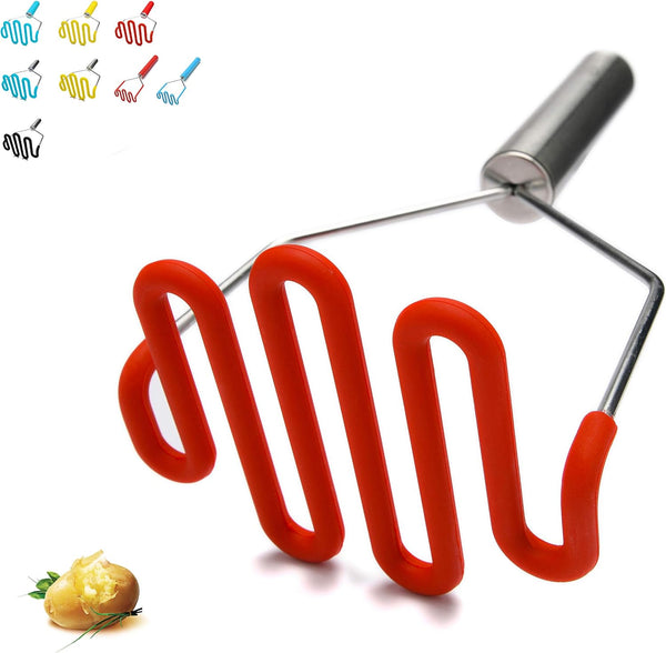 Jell-Cell Potato Masher - Silicone Protect Body with Premium Stainless Steel for Smooth Mashed Potatoes