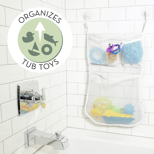 14 Inch 20 Inch, 1 Pack S&T INC. Bath Toy Storage Net with Pockets for Tub, Shower Caddy Holds Baby and Kids Toys