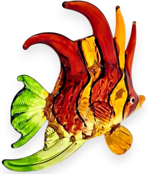 WitnyStore Tiny 3" Red Orange Green Lionfish Figurine - Miniature Hand Blown Glass Marine Animals Collectible Decor
