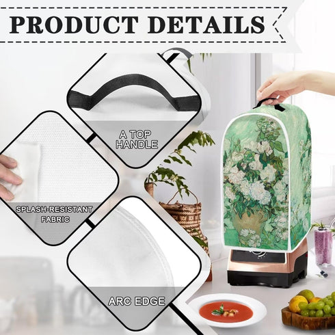 Van Gogh White Rose Blender Appliance Cover, Dust Cover for Stand Mixer or Coffee Maker, Keep Your Kitchen Clean