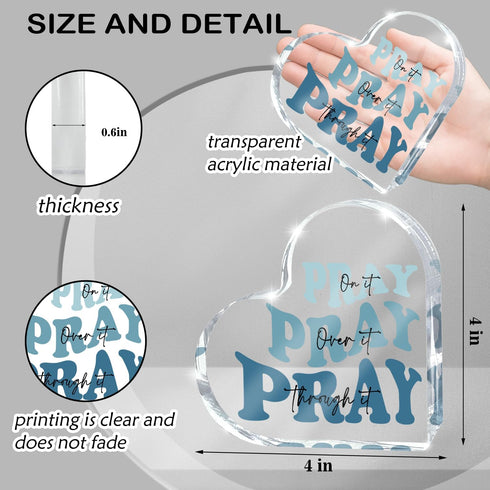 zaxek Blue Religious Christian Decor for Woman, Blue Heart Shape Gift for Birthday Dorm Living Room Church Table Desk