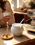 13oz Countertop,Kitchen AISBUGUR Sugar Bowl with Lid and Spoon: Sugar Jar with Bamboo Lid,Ceramic Sugar Container
