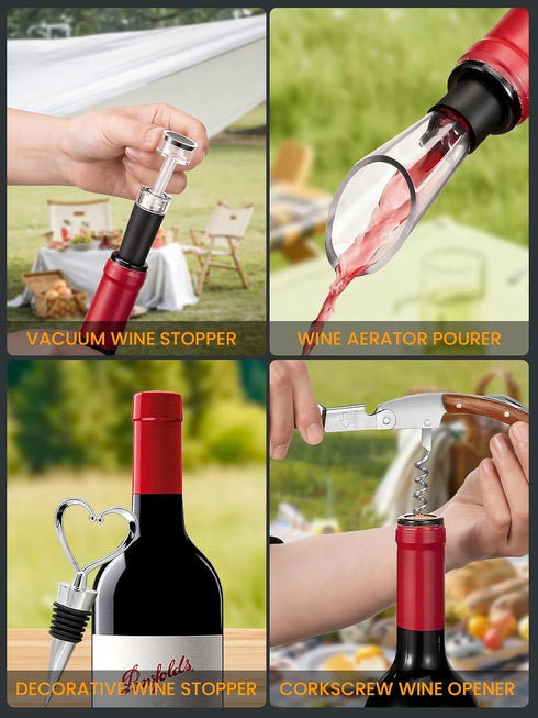 Set 2 2 Wine Cooler Bag Gift with Tumblers, Insulated Portable Wine Carrier Holds Bottles, Perfect for Outdoor Use