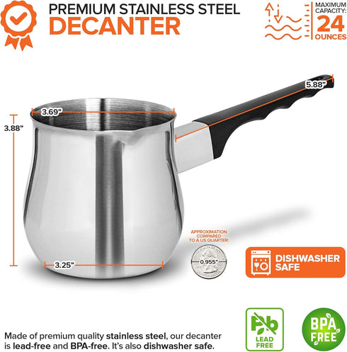 Stock Your Home 24oz Turkish Coffee Pot Set with Lid, Small Saucepan Coffee Maker, Mini Sauce Pan Butter Melter, Stainless Steel Milk Warmer Pots for Stove Top by Stock Your Home