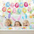 Easter Hanging Swirls Decorations for Home Office School, Happy Easter Banner with Egg Bunny Foil Swirl Ceiling Decor