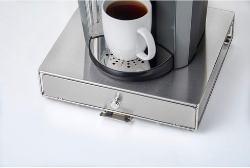 Nifty Coffee Pod Drawer – Stainless-Steel Rolling Drawer for 36 K-Cups, Under Coffee Pot Storage Organizer