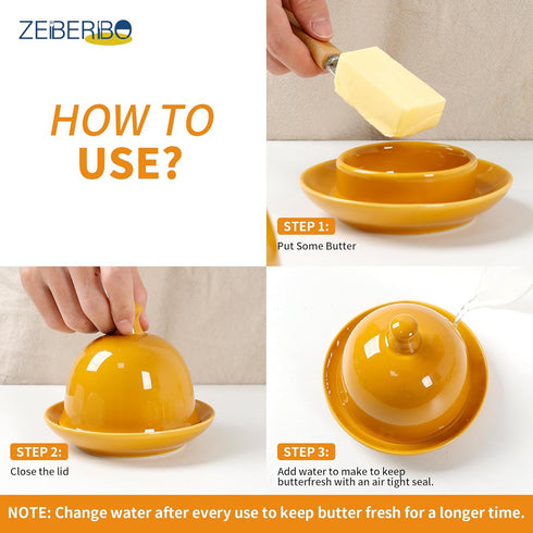 2026 17 OZ 2 Butter dish, Ceramic Small Butter Dish with Lid, NEW Original Design Mini Butter Crock Keeper with Handle