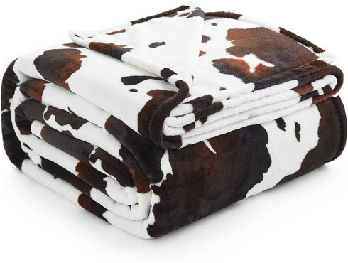 Cozy Bliss Cow Print Throw Blanket for Bed - Super Fuzzy Thick