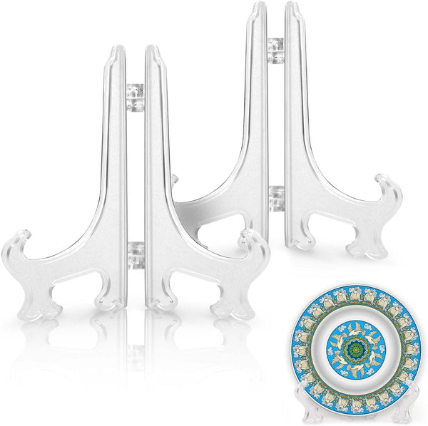 2 Pack 9.8 Inch Acrylic Easel Stand, Clear Plastic Plate Holders for Photos at Weddings, Home Decoration