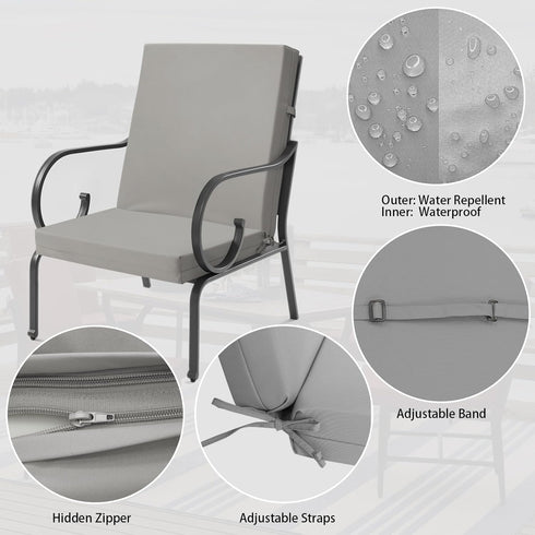 42" 21" 3" Outdoor High Back Cushions Patio Fade Resistant Chair Cushion with Ties, Waterproof Solid Seat and Back