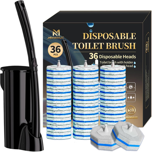 MNWHUC Disposable Toilet Bowl Brush with 36 Toilet Wand Refills Pads Replacement Heads,