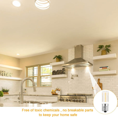 E17 Light Bulb 3000K Warm White - T5 Intermediate Base Microwave LED Bulbs, 3.5W Equivalent for Refrigerator, 4 Pack