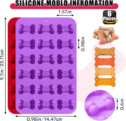 Silicone Molds Puppy Dog Paw and Bone Molds for Baking,Chocolate Molds,Silicone Dog Treat Mold - 6 Pack by RUGVOMWM