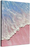 Pink Beach Canvas Wall Art, Abstract Blue Ocean Painting, Pink Blue Seascape Decor 16x24inch No Frame